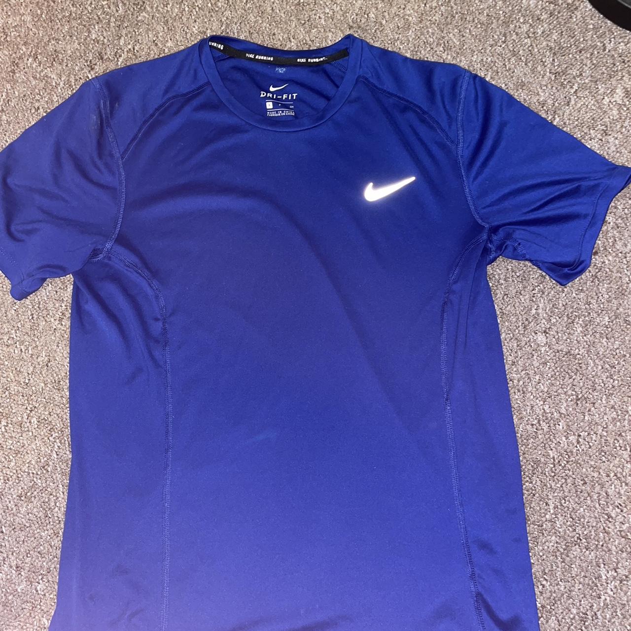 Dark blue Nike Dri Fit running top, in men’s size... - Depop