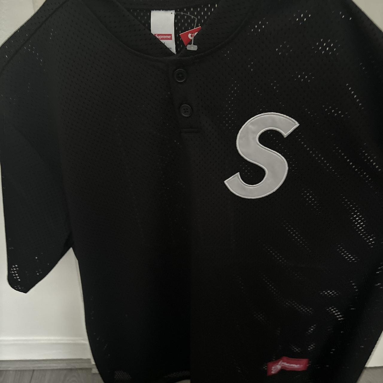 Supreme S Logo Baseball Jersey Henley Black Medium | Depop