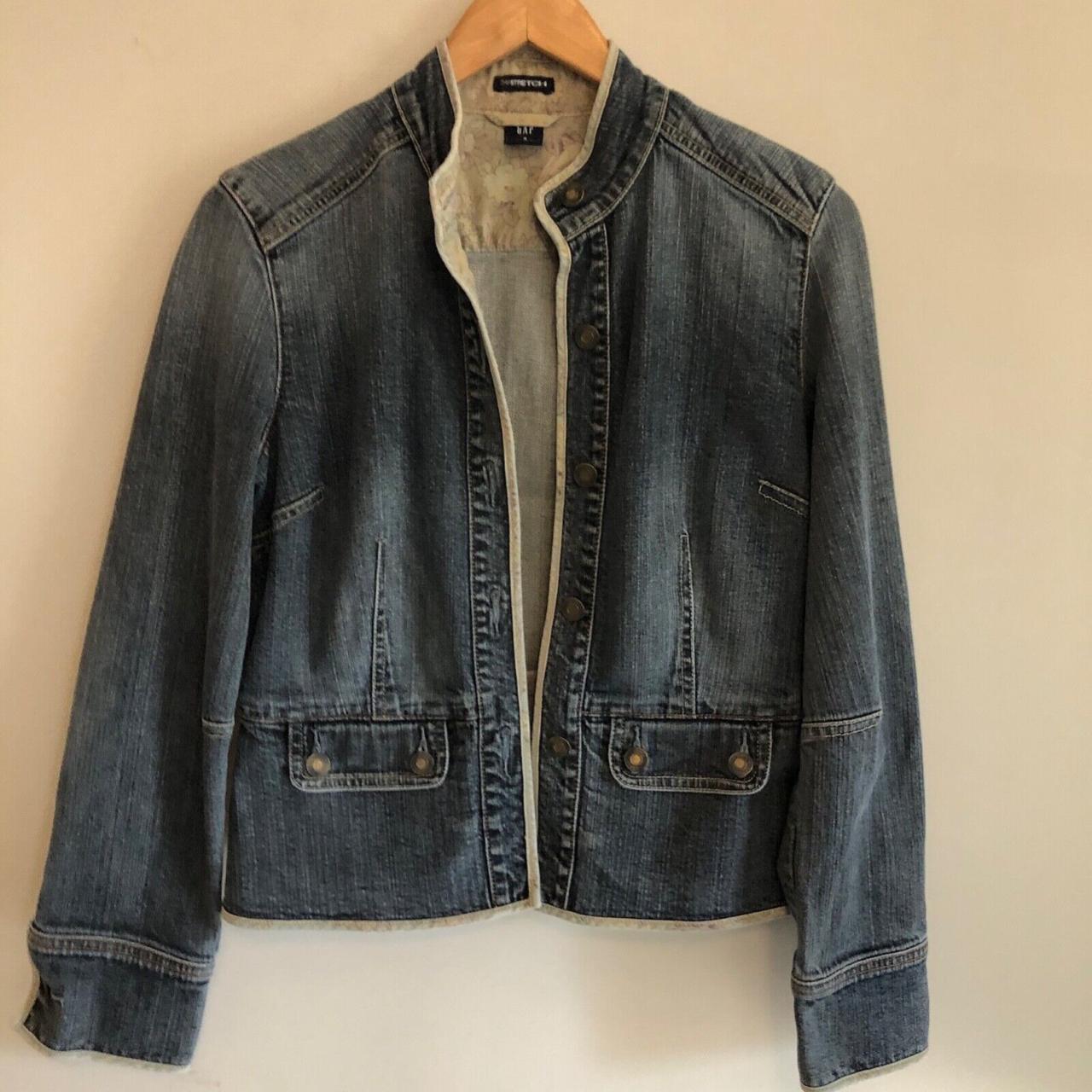 GAP Womens Jean Jacket Blazer Cotton Denim Dark Wash... Depop