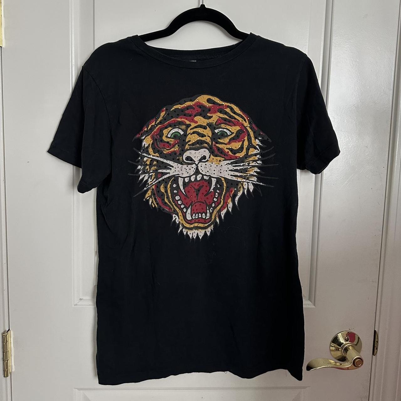 insane ed hardy rhinestone graphic tee in love... - Depop