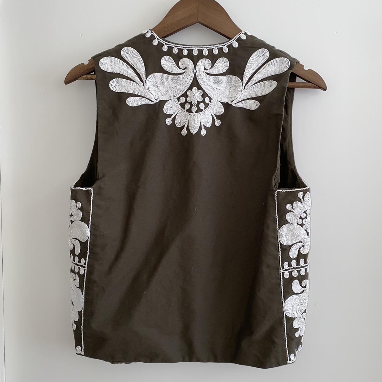 Zara vest green olive with white details. Only... Depop