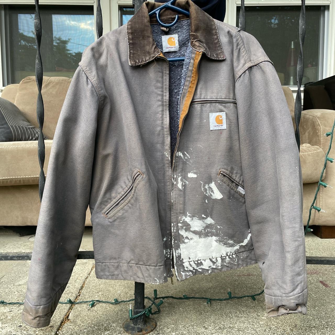 Vintage Carhartt Paint Splatter Work Jacket Sized... Depop