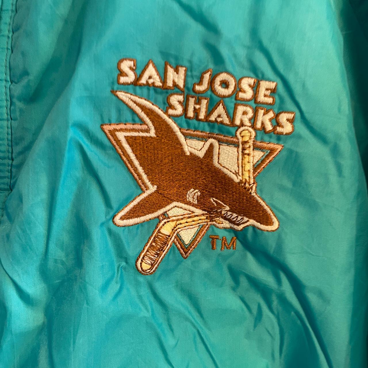 Vintage San Jose Sharks Puffer jacket... - Depop