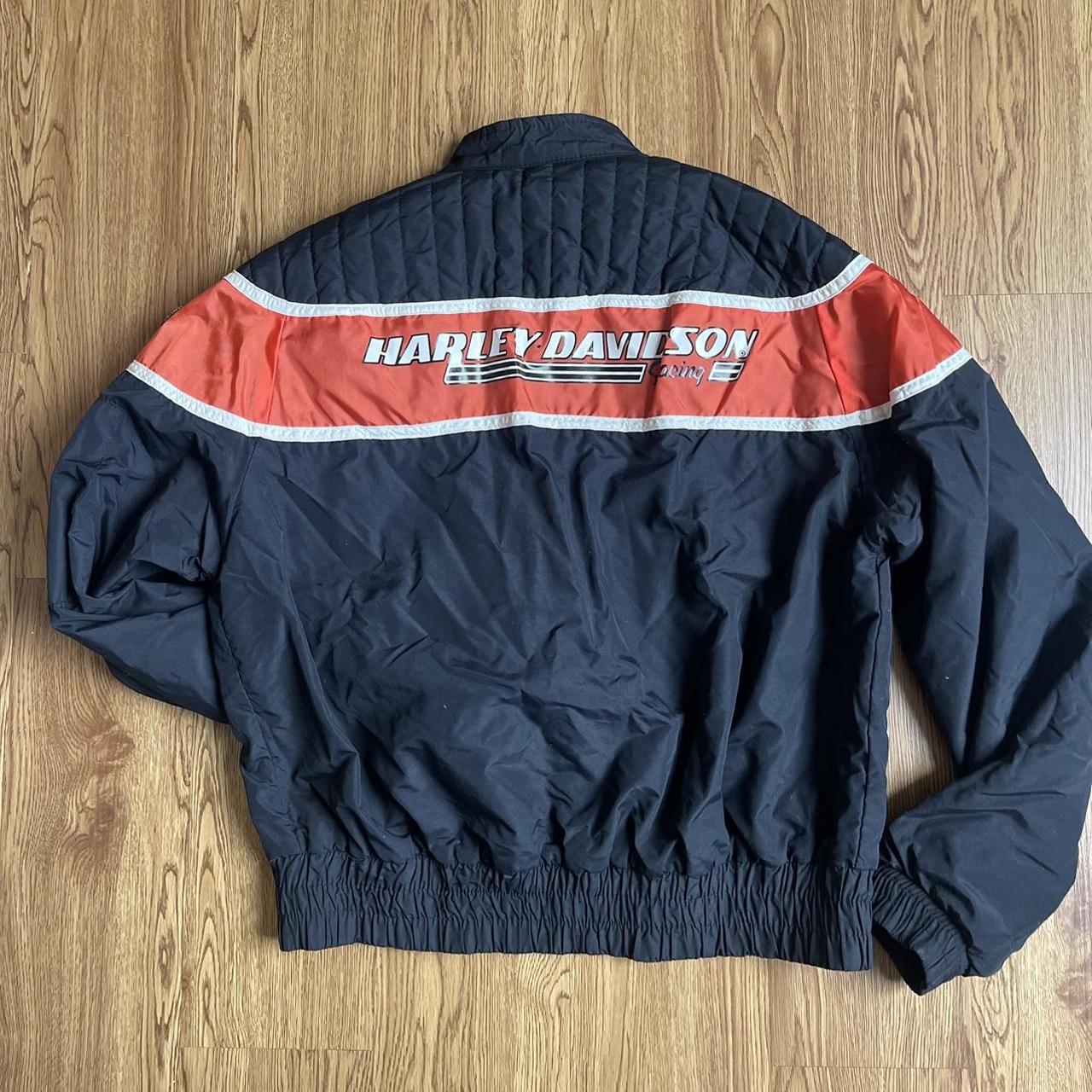 Harley Davidson Men's Black and Orange Jacket | Depop