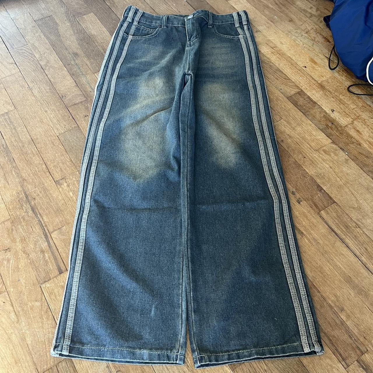 Y2k/2000s wide leg baggy faded grunge jeans super... - Depop