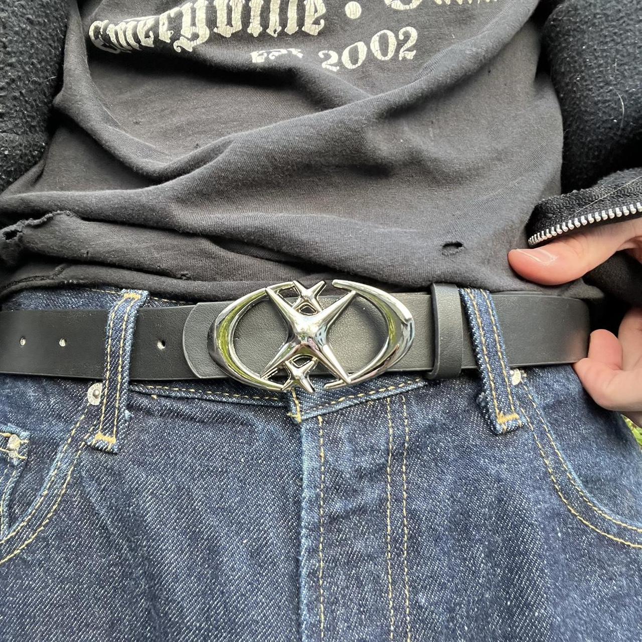 cyber y2k star skater belt super sick metallic... Depop
