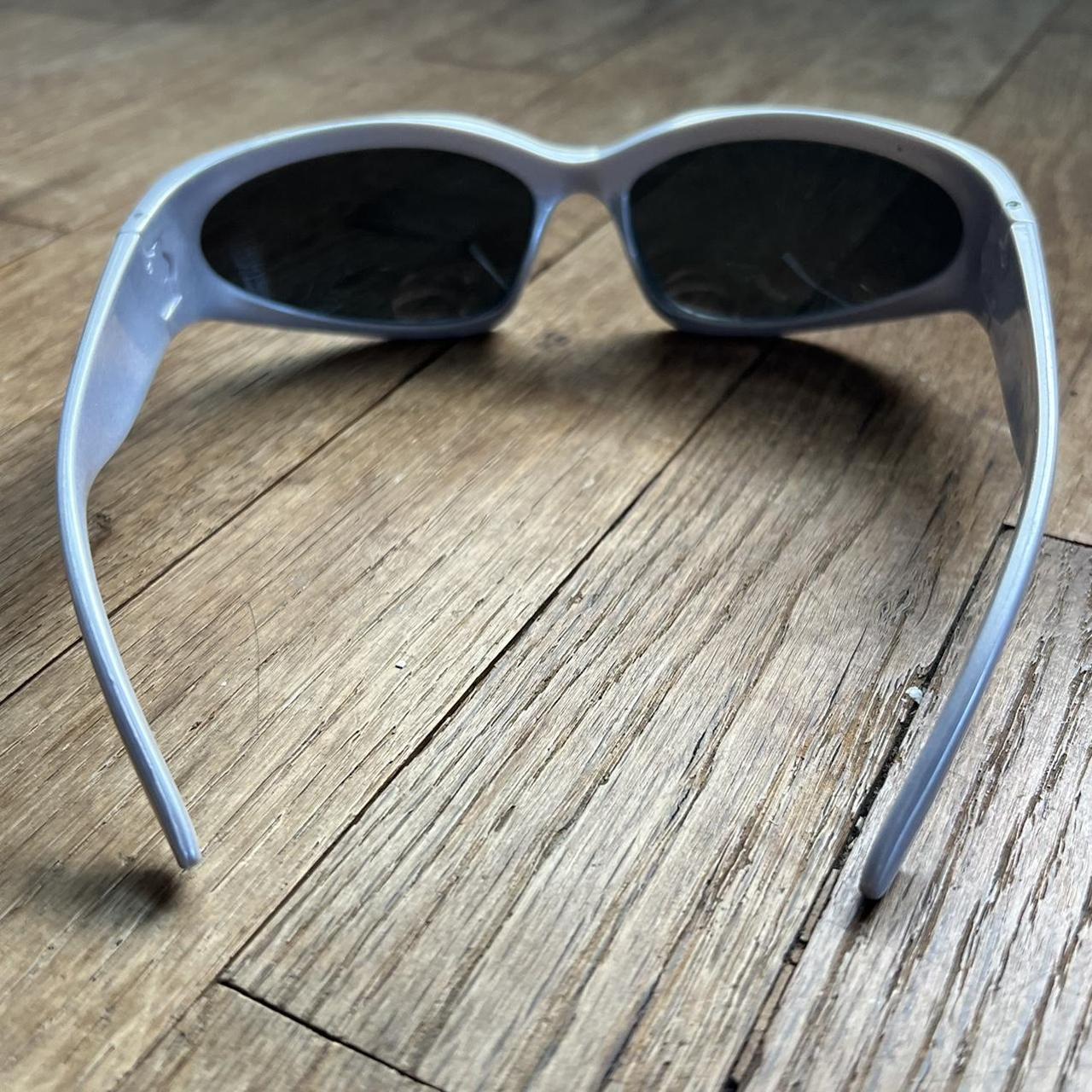 y2k style cyber grunge metallic silver sunglasses... - Depop