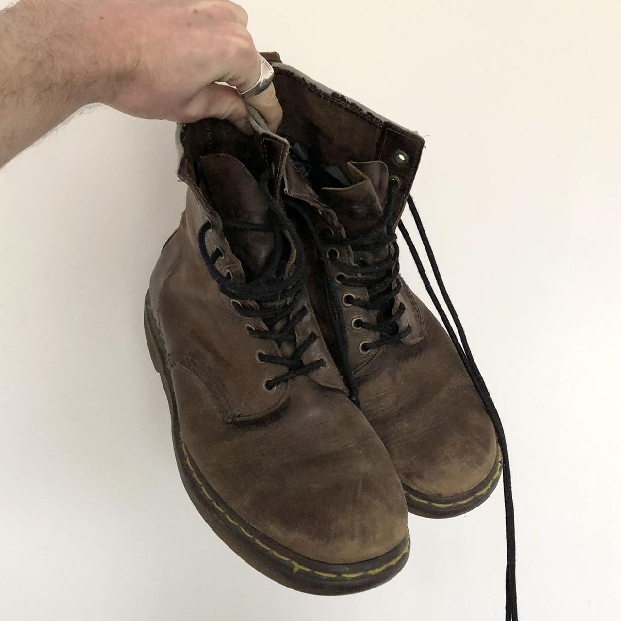 Well worn vintage dr marten boots. No marked size,... - Depop