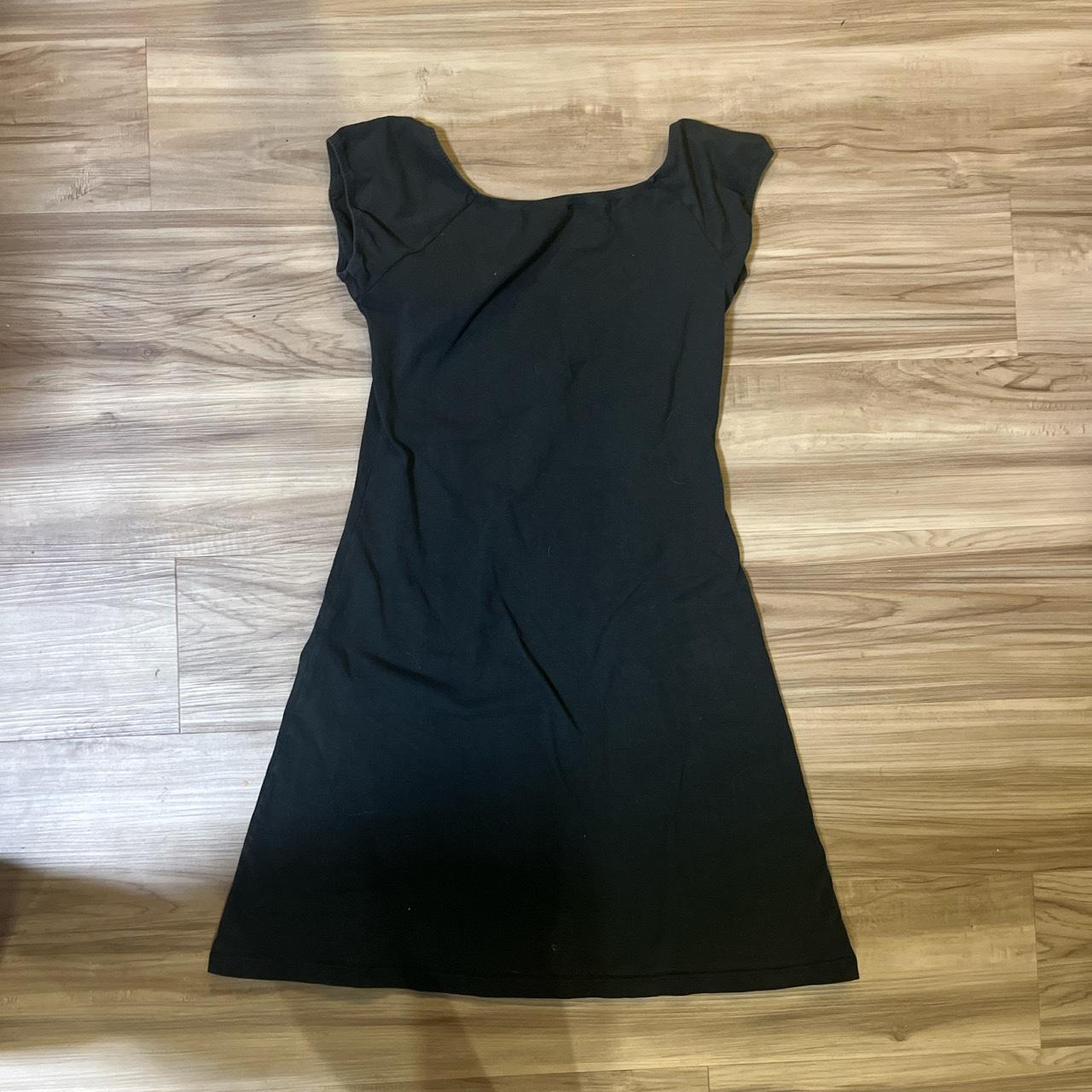 Brandy Melville black mini dress boat neck/ off the... - Depop