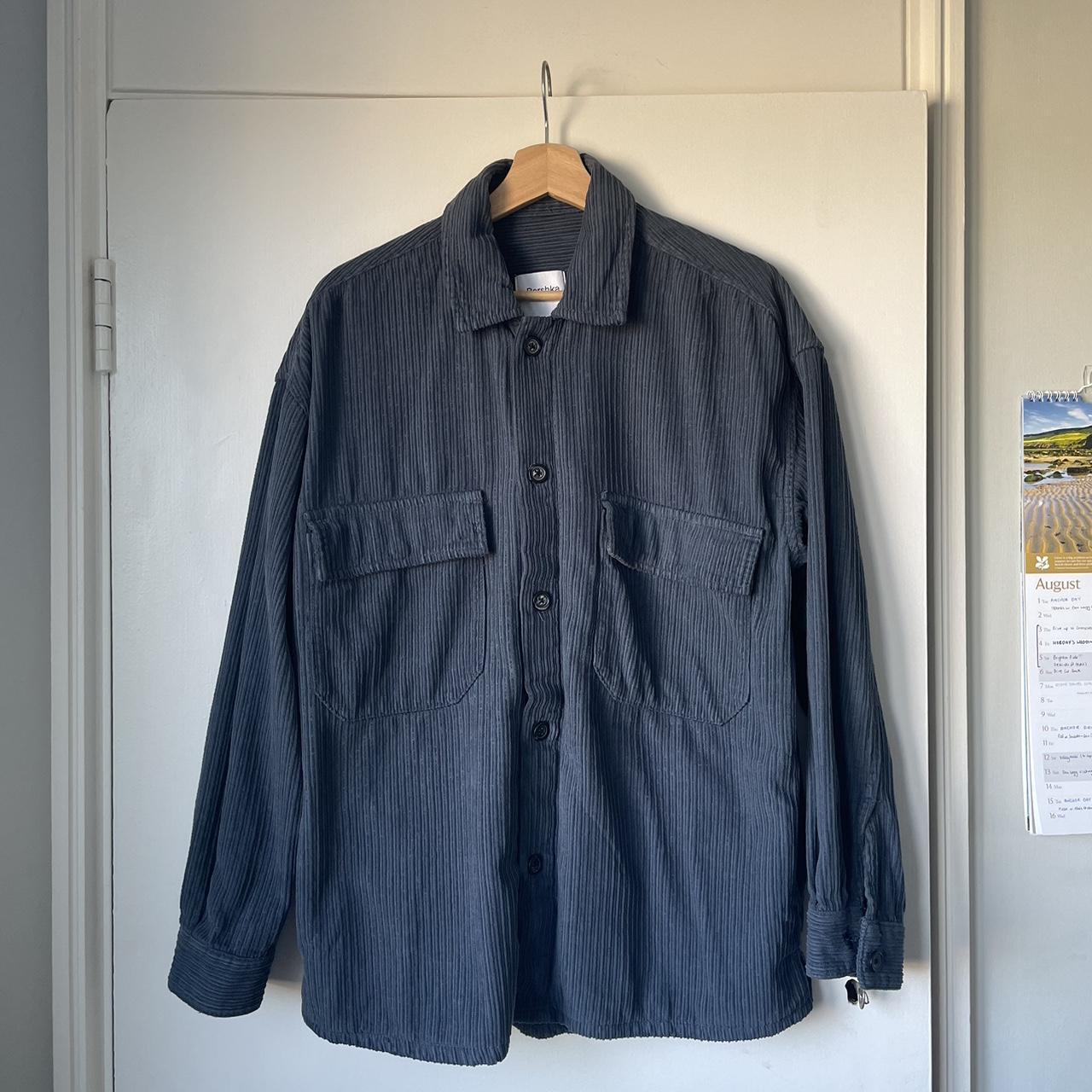 Bershka Corduroy Navy Overshirt (Small). Relaxed,... - Depop