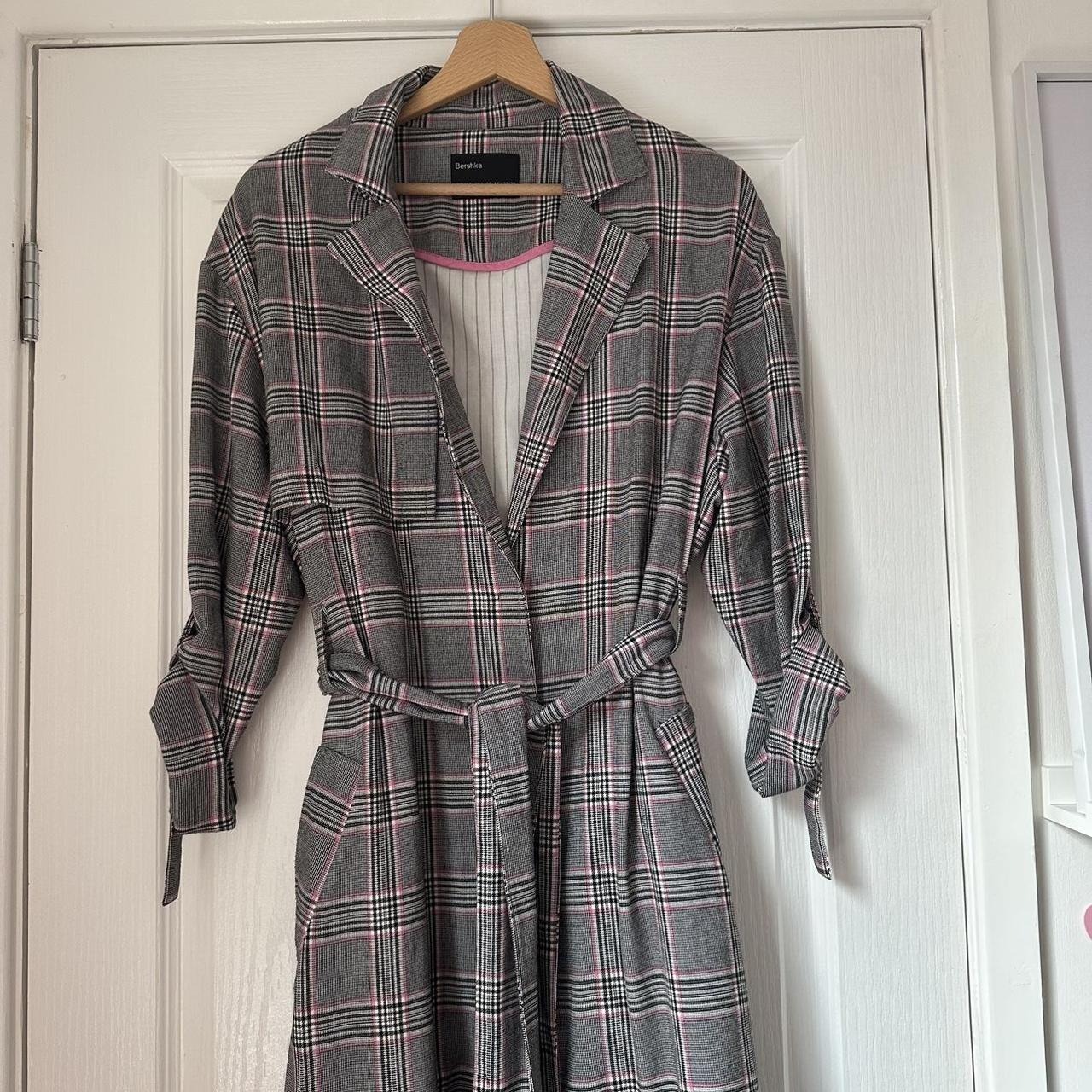 Bershka houndstooth check duster trench jacket. With