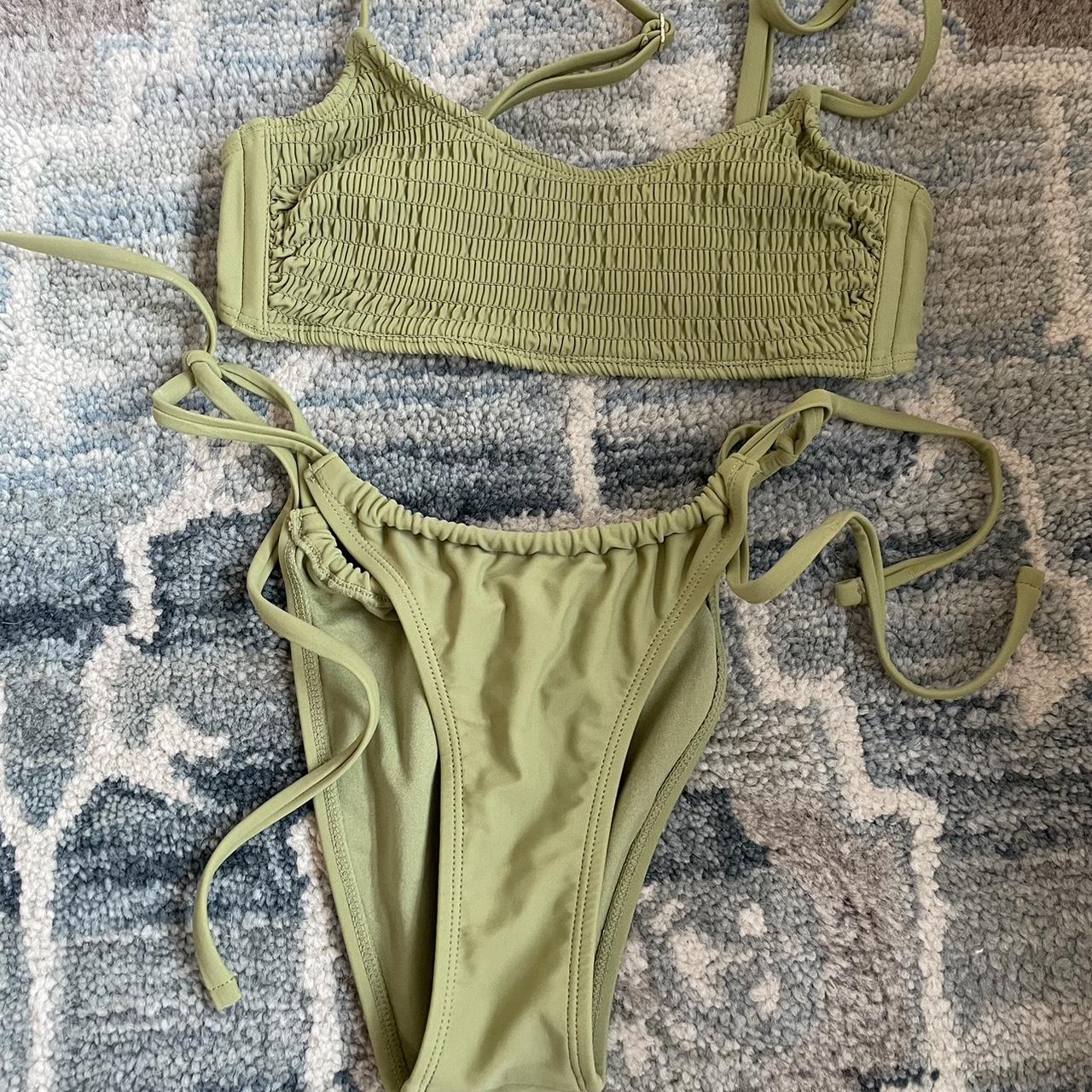 Xhilaration Women's Green and Khaki Bikinisandtankinisets Depop
