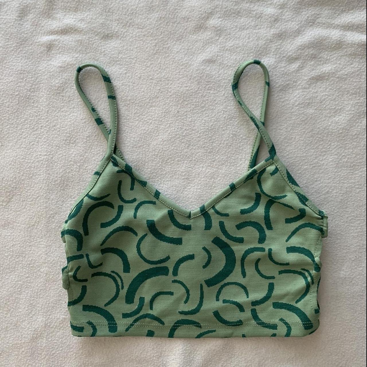 Bershka Women's Green Crop-top | Depop