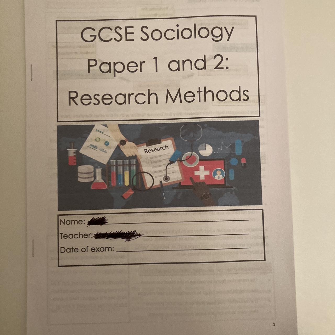 Aqa Gcse Sociology Research Methods Revision Pack Depop