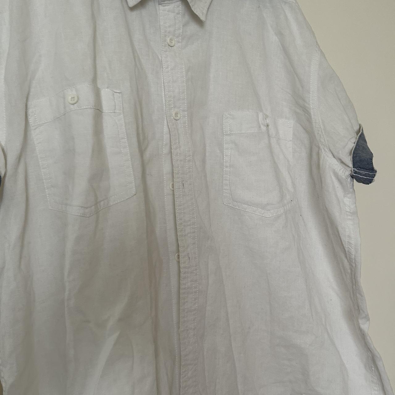 Men white linen short sleeve shirt by primark size... - Depop