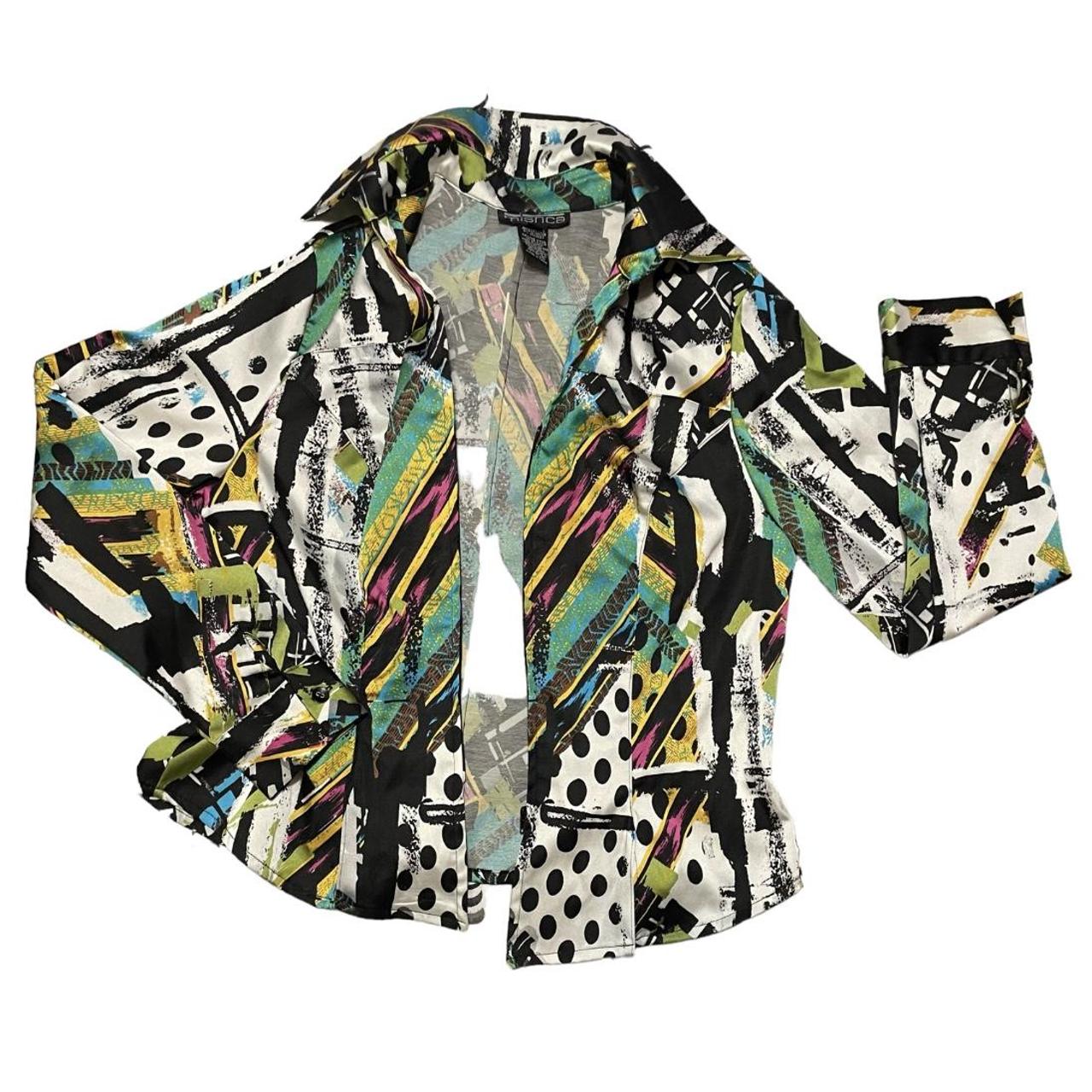 Mischa multi colored patterned zip up jacket... Depop