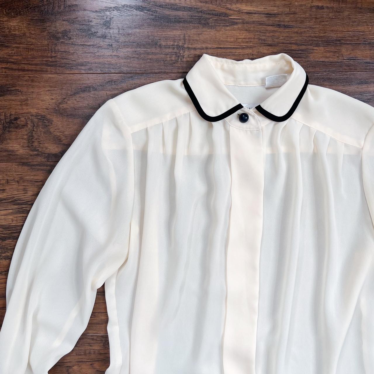 vintage Josephine blouse 80s 90s secretary cream... - Depop