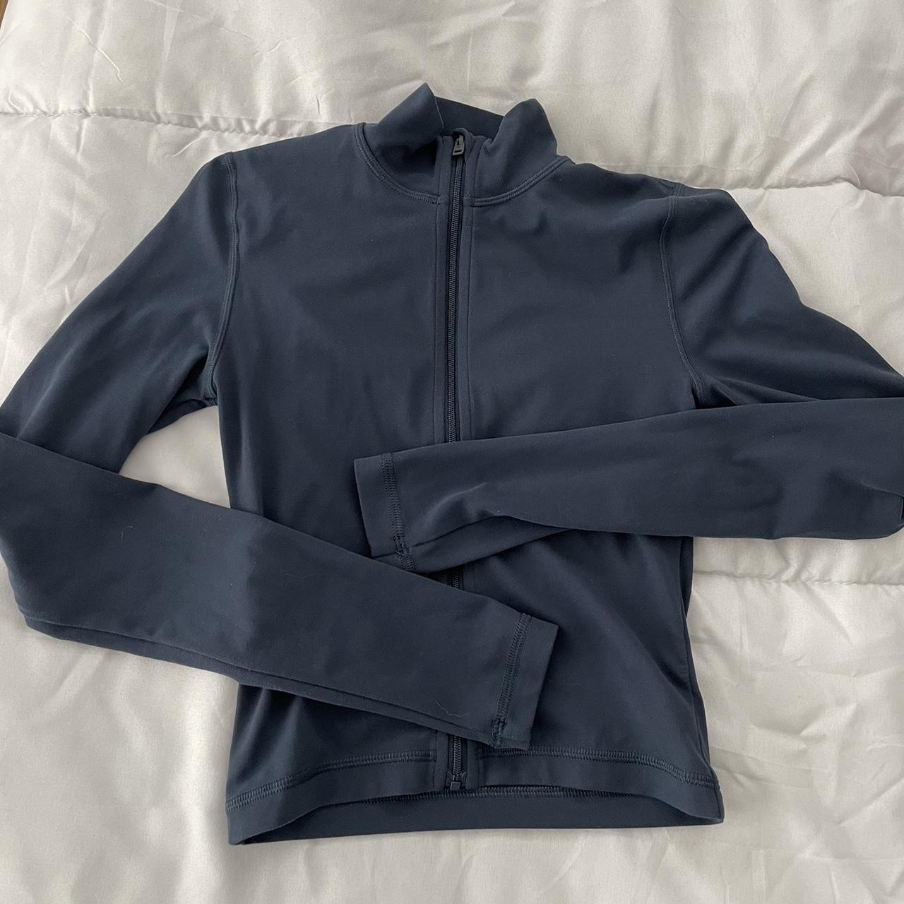 TNA aritzia limit butter zip up size 2xs navy blue... Depop