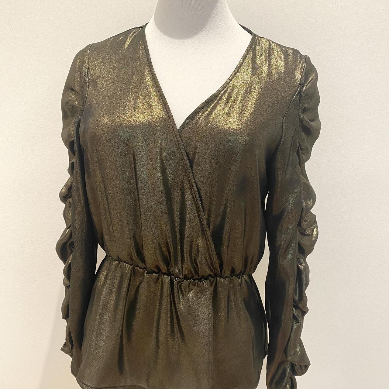 zara gold blouse