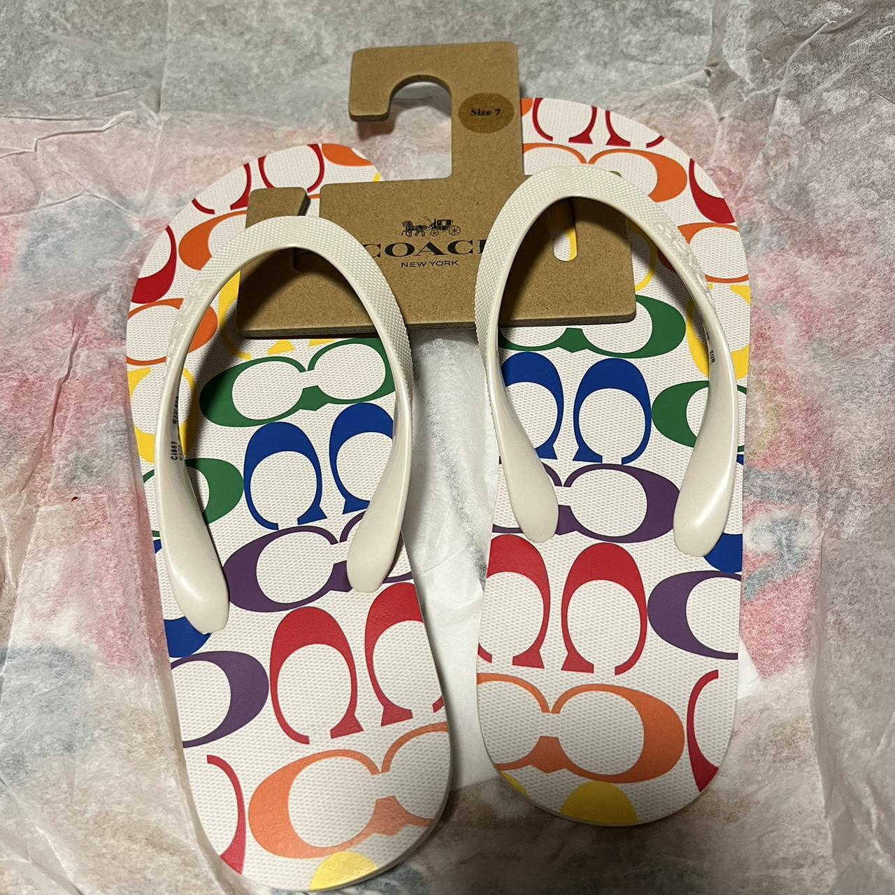 Thong Sandals Coach Zak Flip Flop Logo Jacquard Thong-Strap Flip Flops