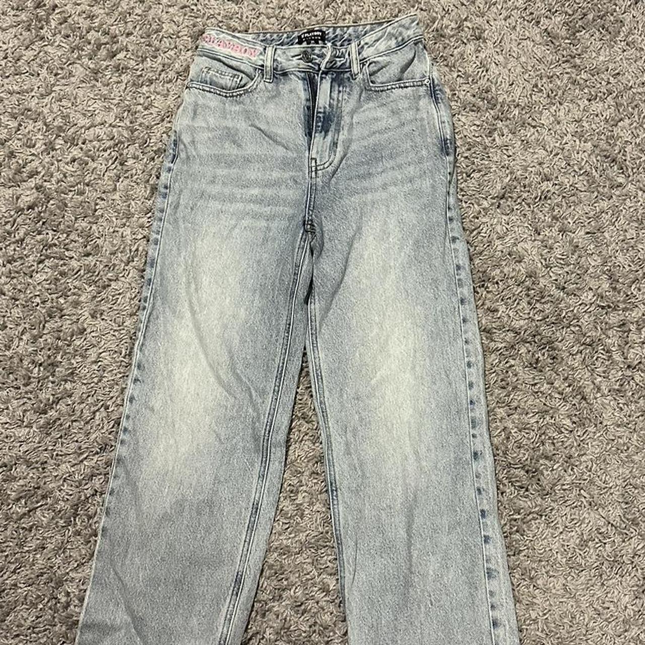 Playboy Women's Pink and Blue Jeans Depop