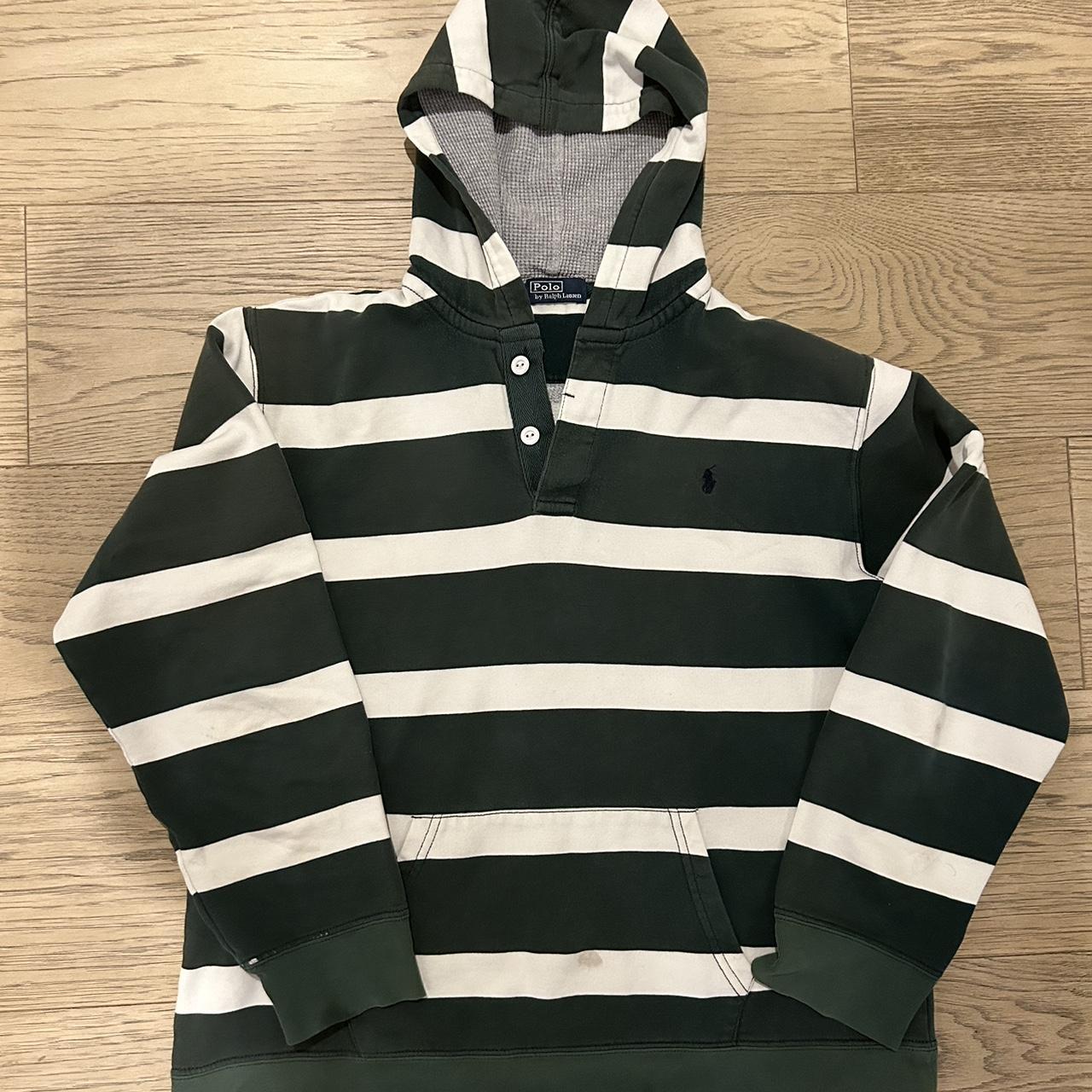 Green and white striped hoodie best sale