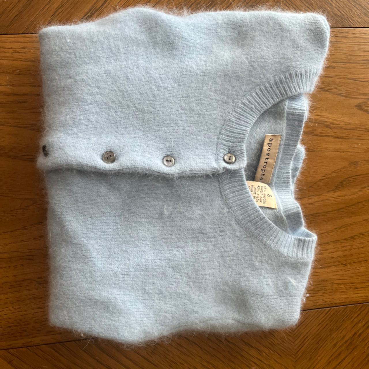 Sky blue super soft angora rabbit cardigan from... - Depop