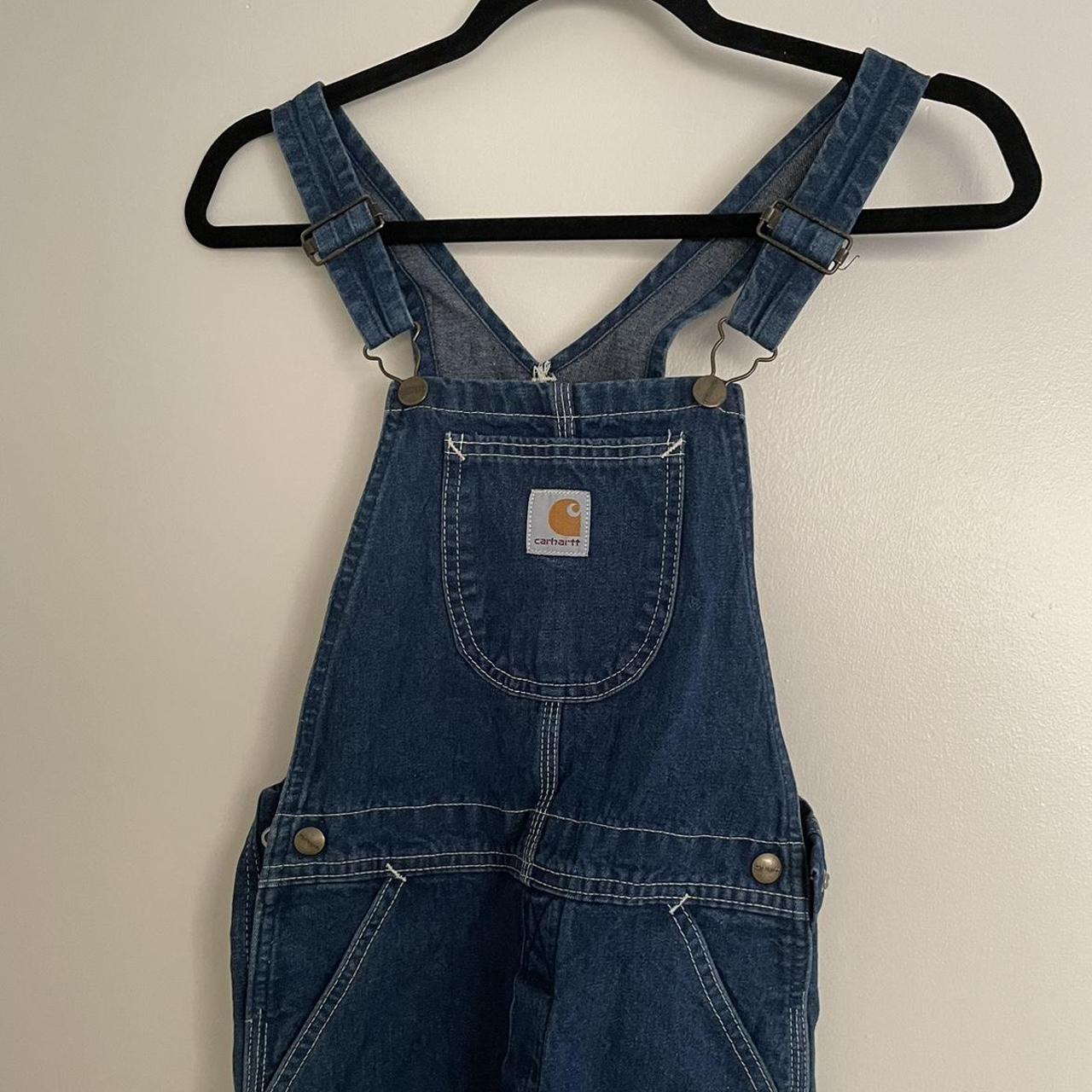 CARHARTT KIDS OVERALLS DENIM DOUBLE KNEE fits like a... - Depop