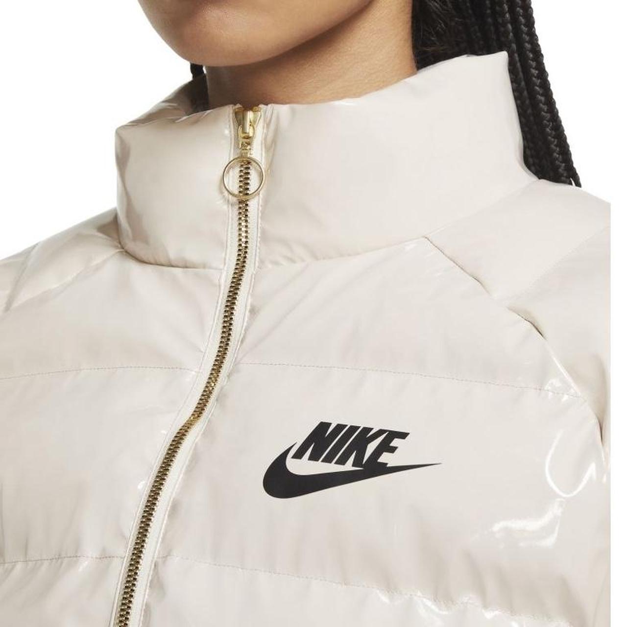 nike cream high neck padded jacket