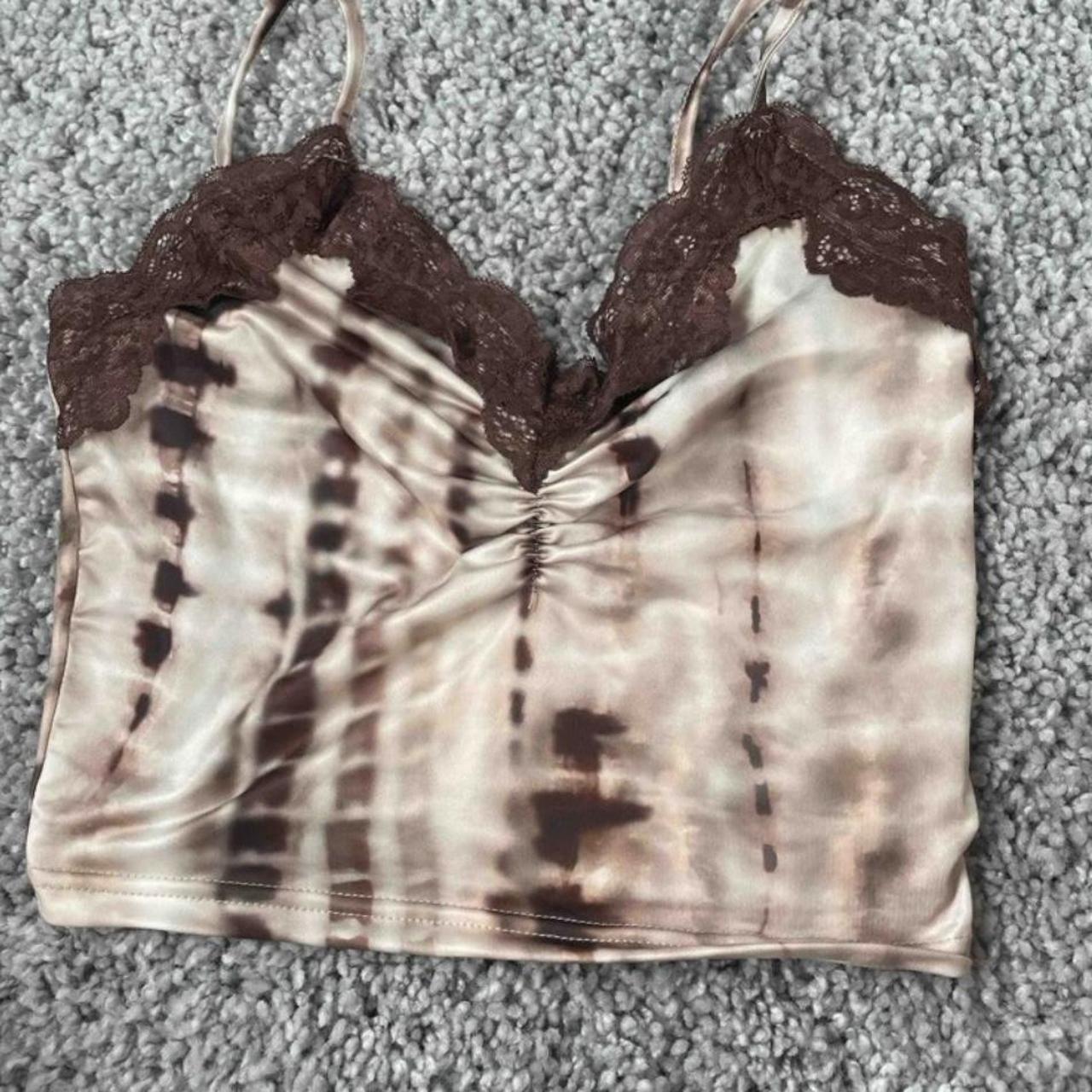 shein brown lace cami top size S, amazing condition... Depop