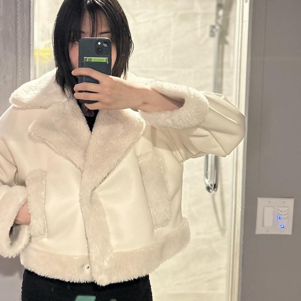 Abercrombie & Fitch White Fur (fake) Leather Short... Depop