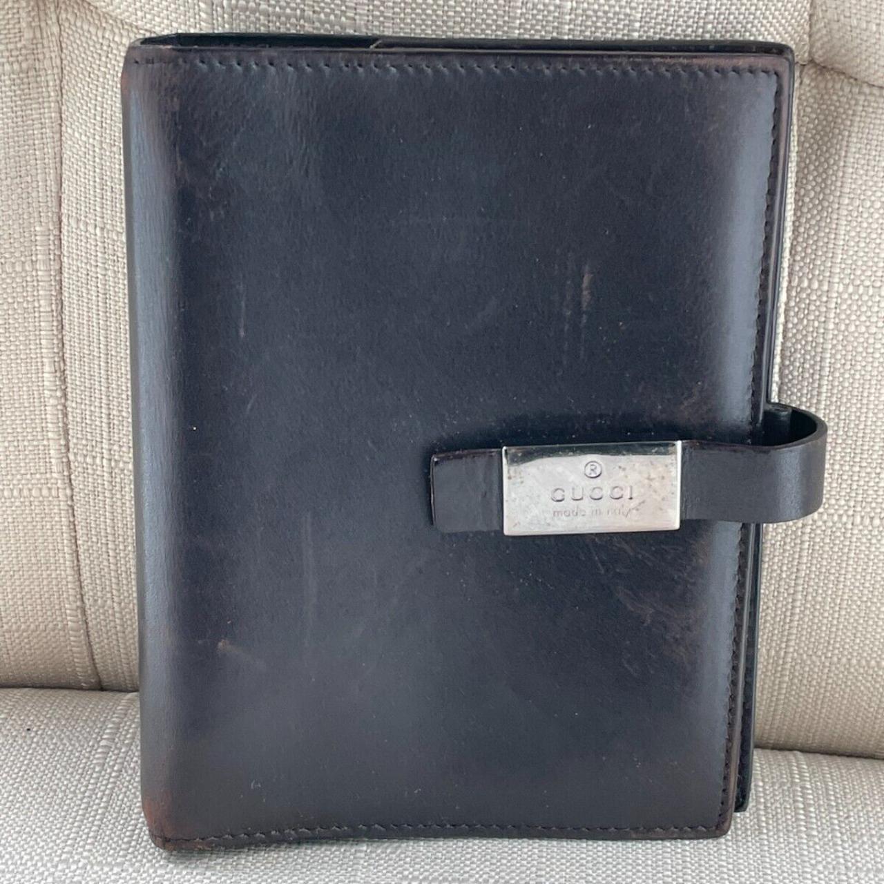 Porta agenda Gucci originale pelle marrone logo - Depop