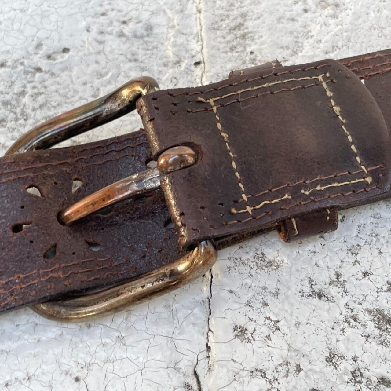 Duluth Brown Pebbled Leather Belt 32 Vintage - Depop