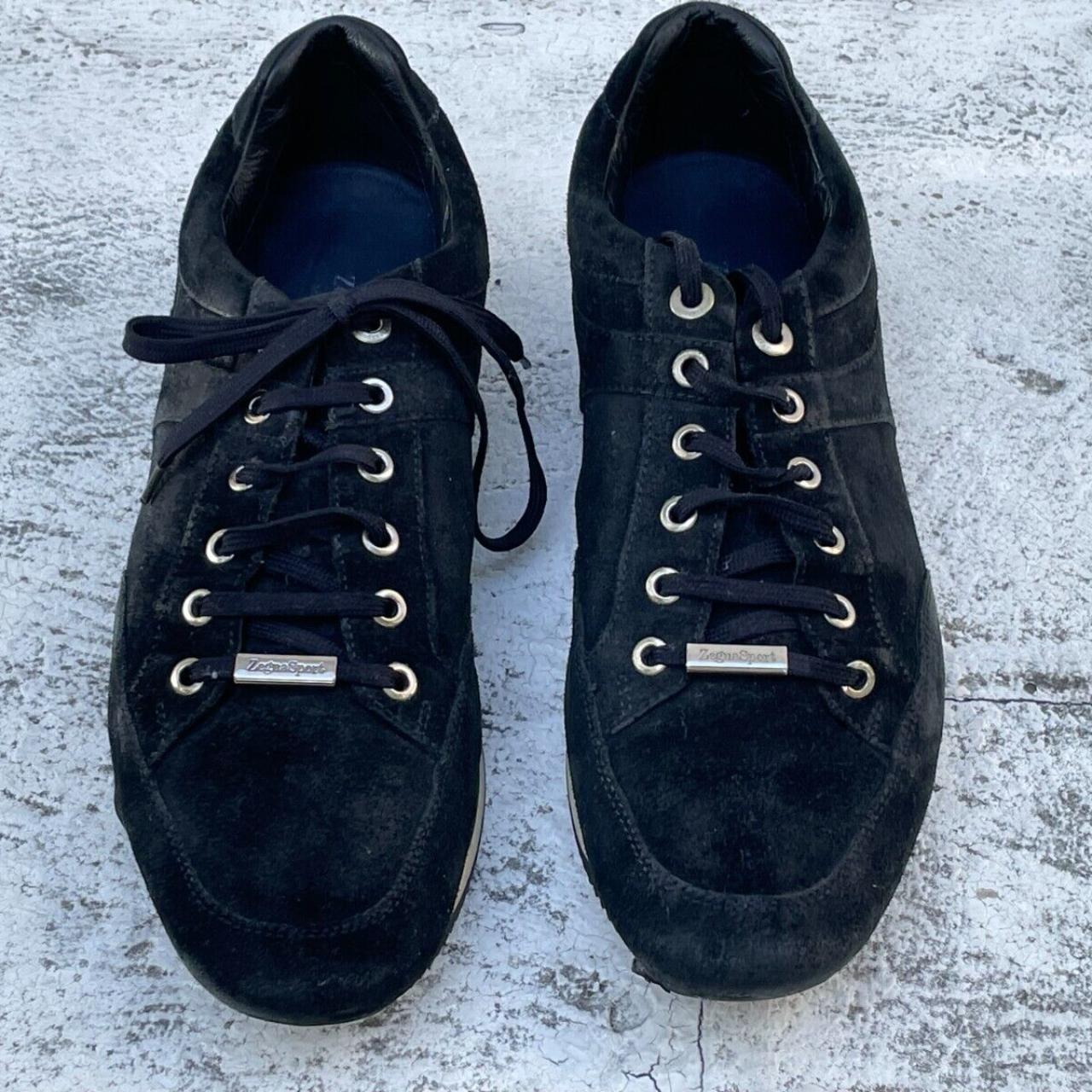 Zegna Sport Men Sneaker Lace Up Black Suede Shoes... - Depop