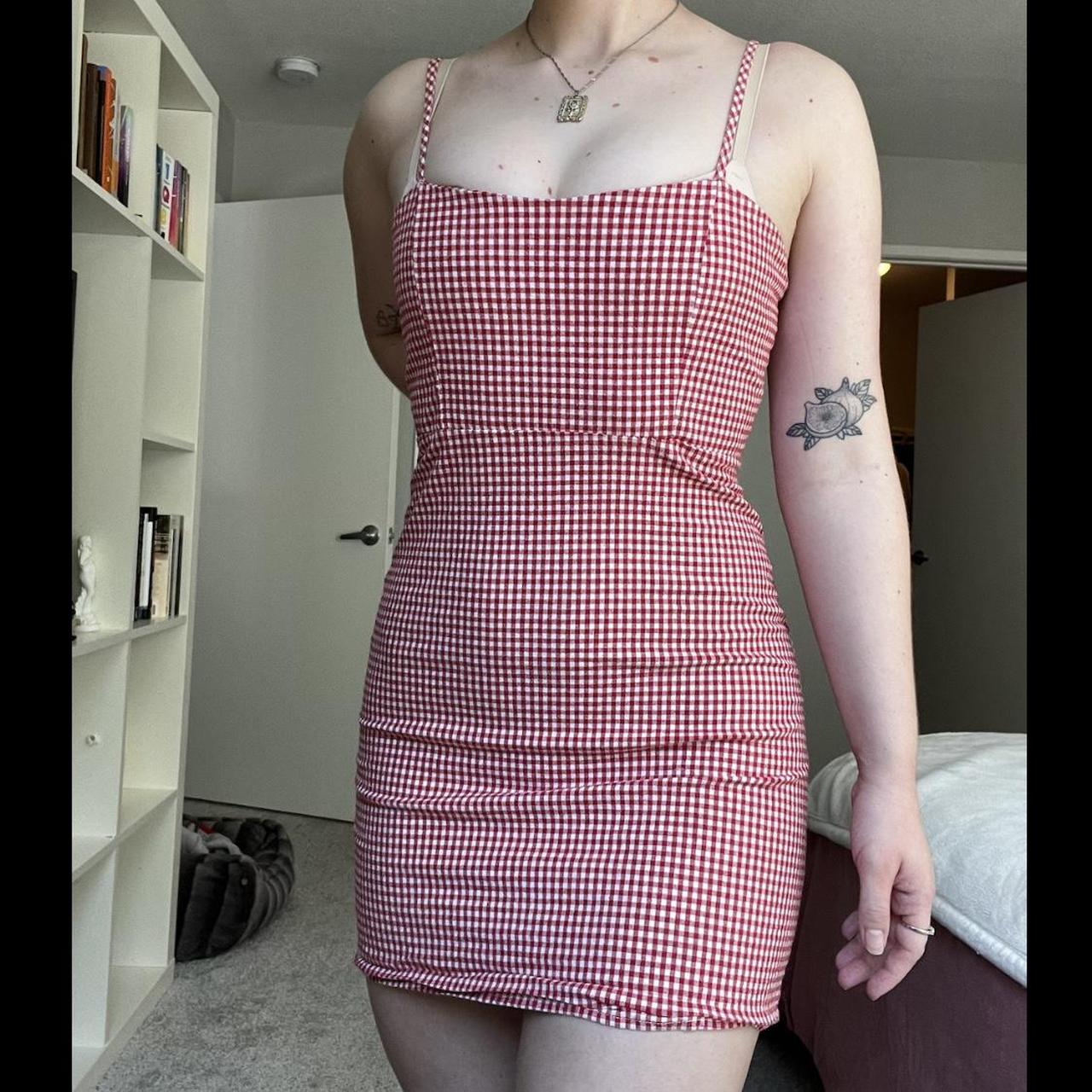 brandy melville red and white gingham mini... Depop