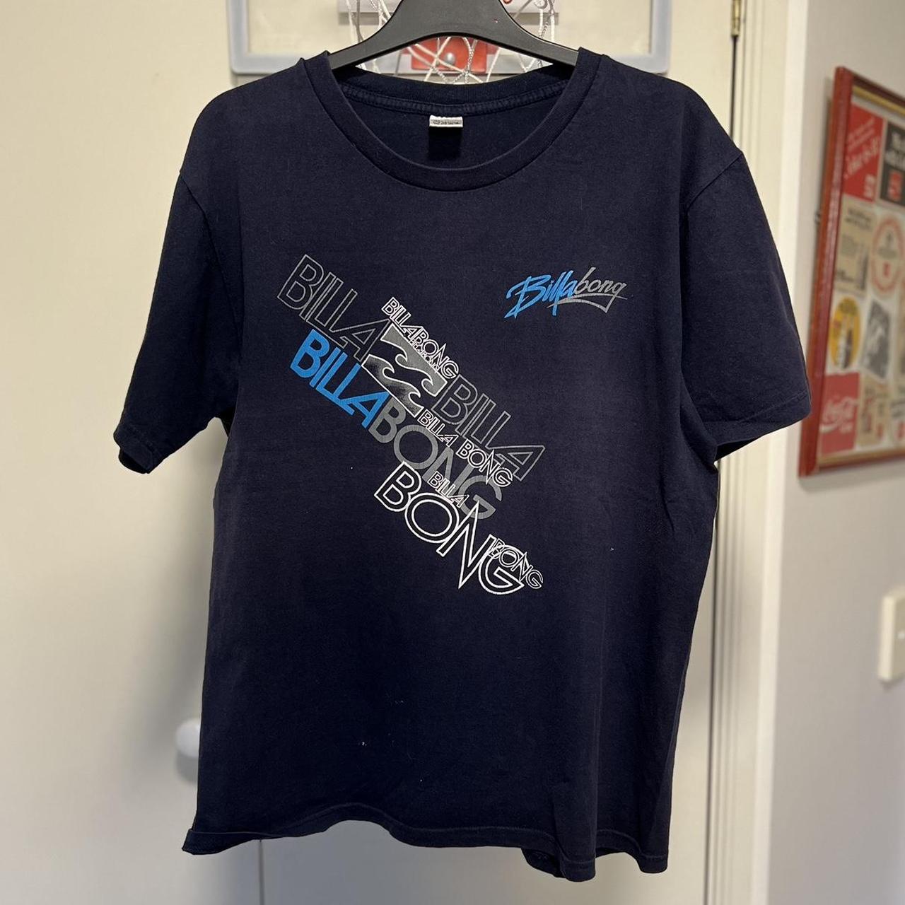 Billabong Men’s Tee 2000s blue on blue surfer tee... - Depop