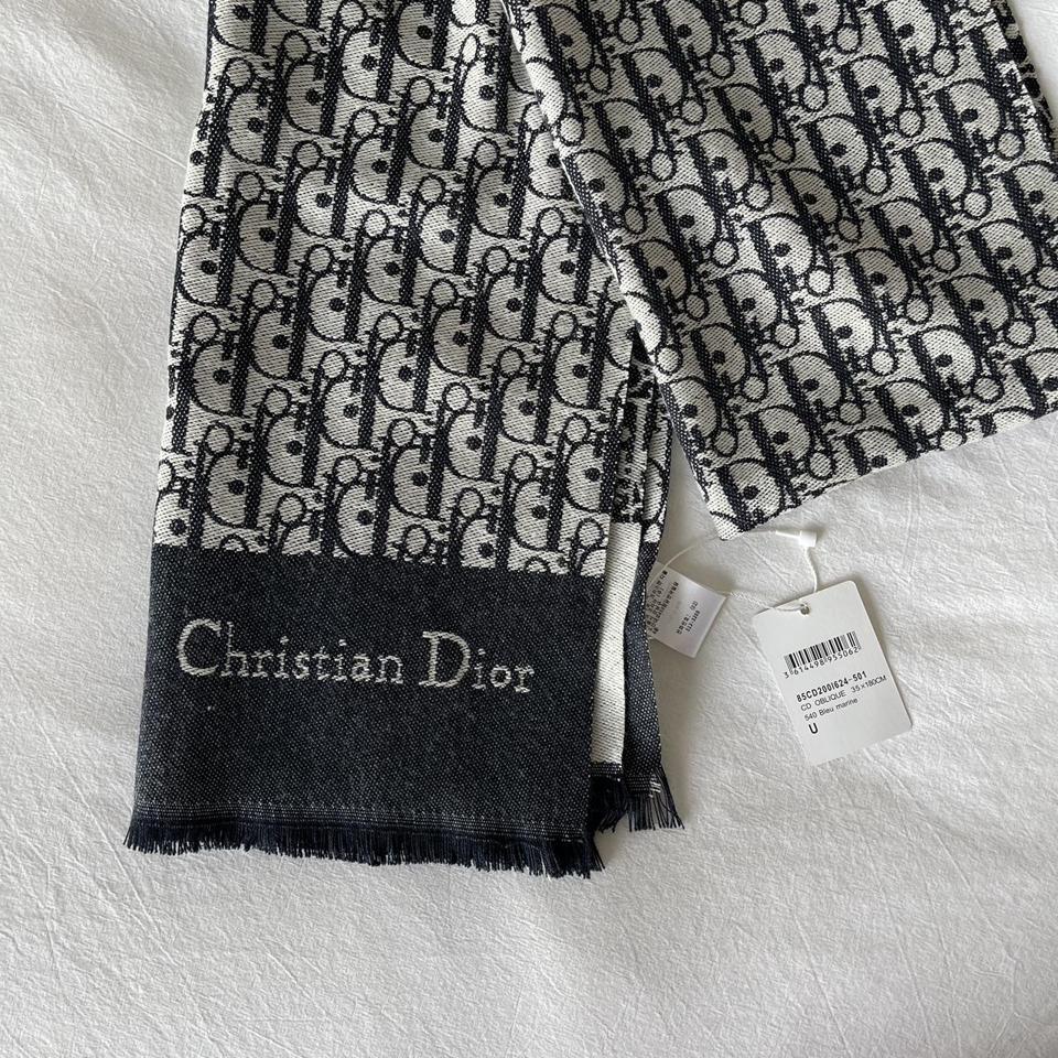 Christian+Dior+CD+Oblique+35+X+180cm+540+Bleu+Marine+Scarf for