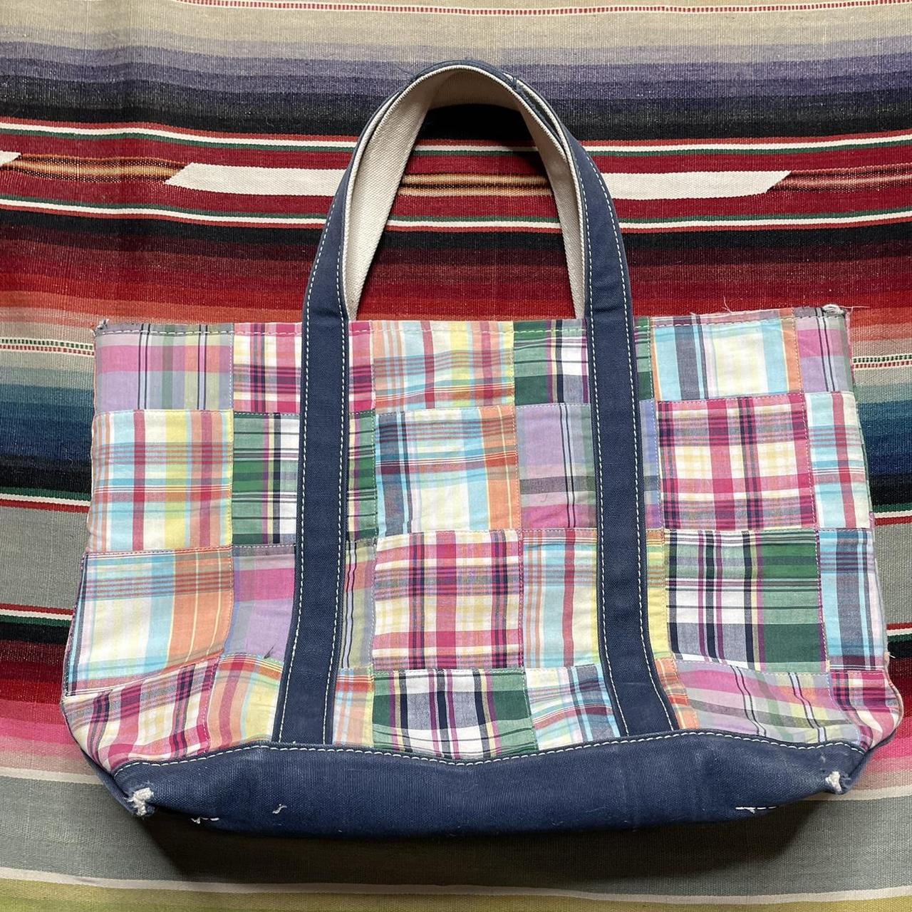 Vintage Madras Plaid LL Bean Boat & Tote Bag / Boat and Tote 