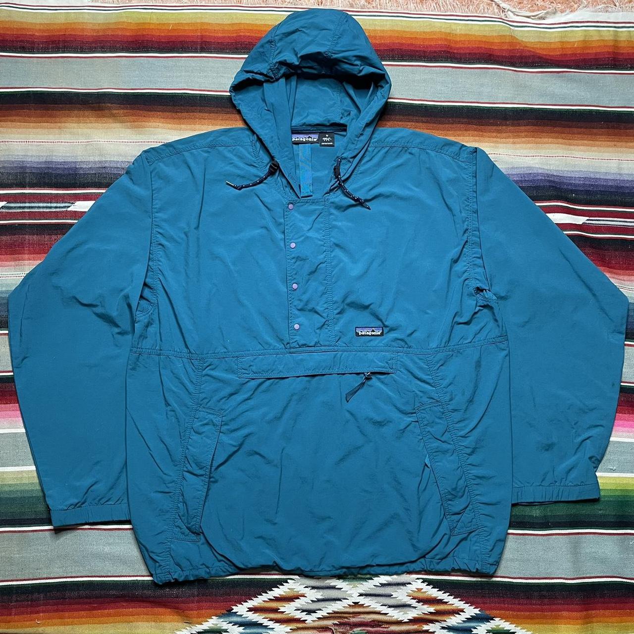 Vintage 90s Teal Anorak Hooded Windbreaker Jacket, T...