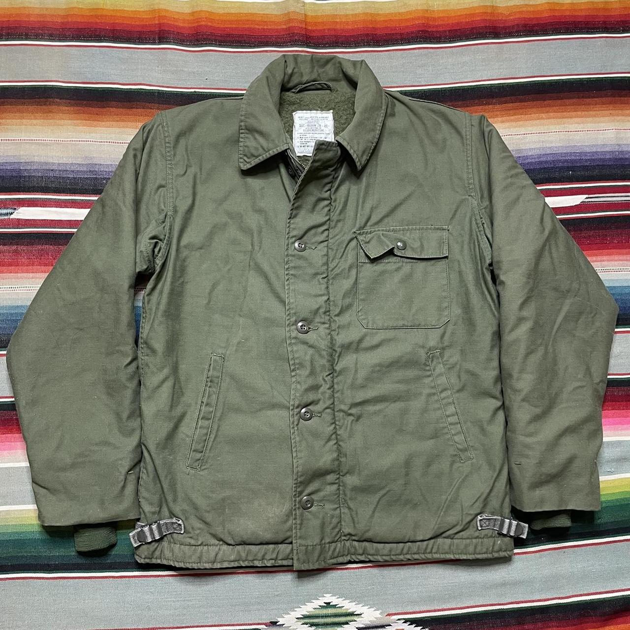 Vintage 70s USN US Navy A-2 Deck Jacket , Olive Green...