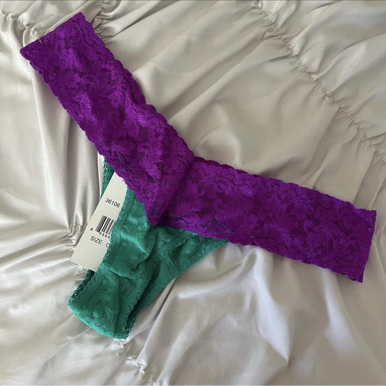 Hanky Panky Women's Green and Purple Panties Depop