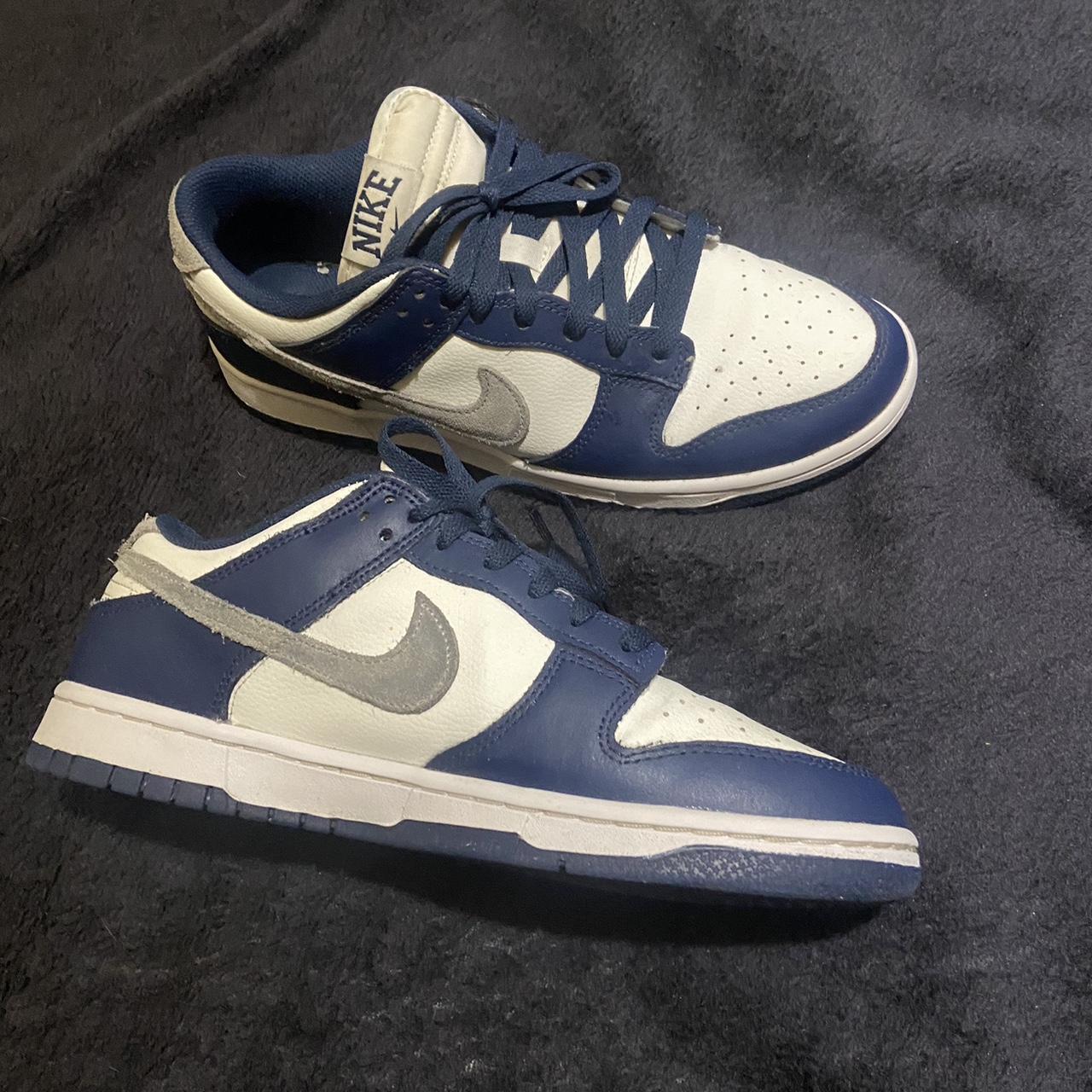 Nike Dunks, Navy, White, Grey Worn Once Or Twice, - Depop