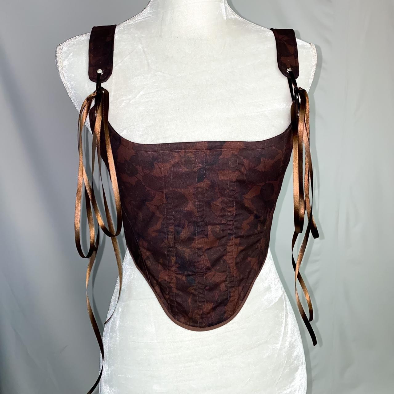 Hand Stitched Leather Underbust Corset With Straps Handmade