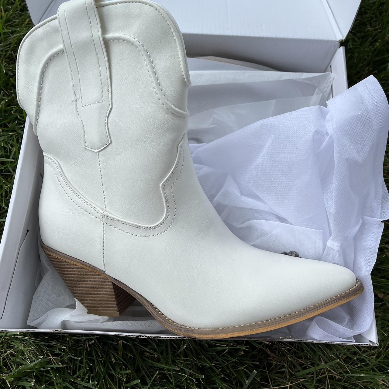 Boho Cowgirl Boots 3 inch heel Inner zipper Off... Depop