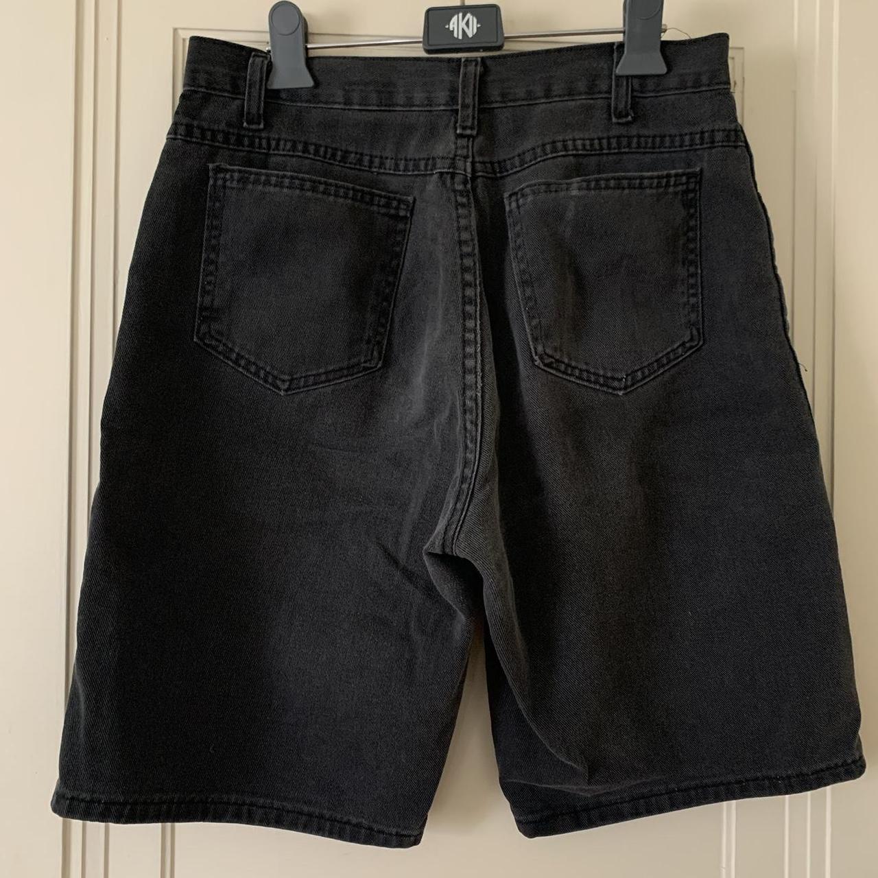 🌱 vintage board shorts 🌱 black denim knee-length... - Depop