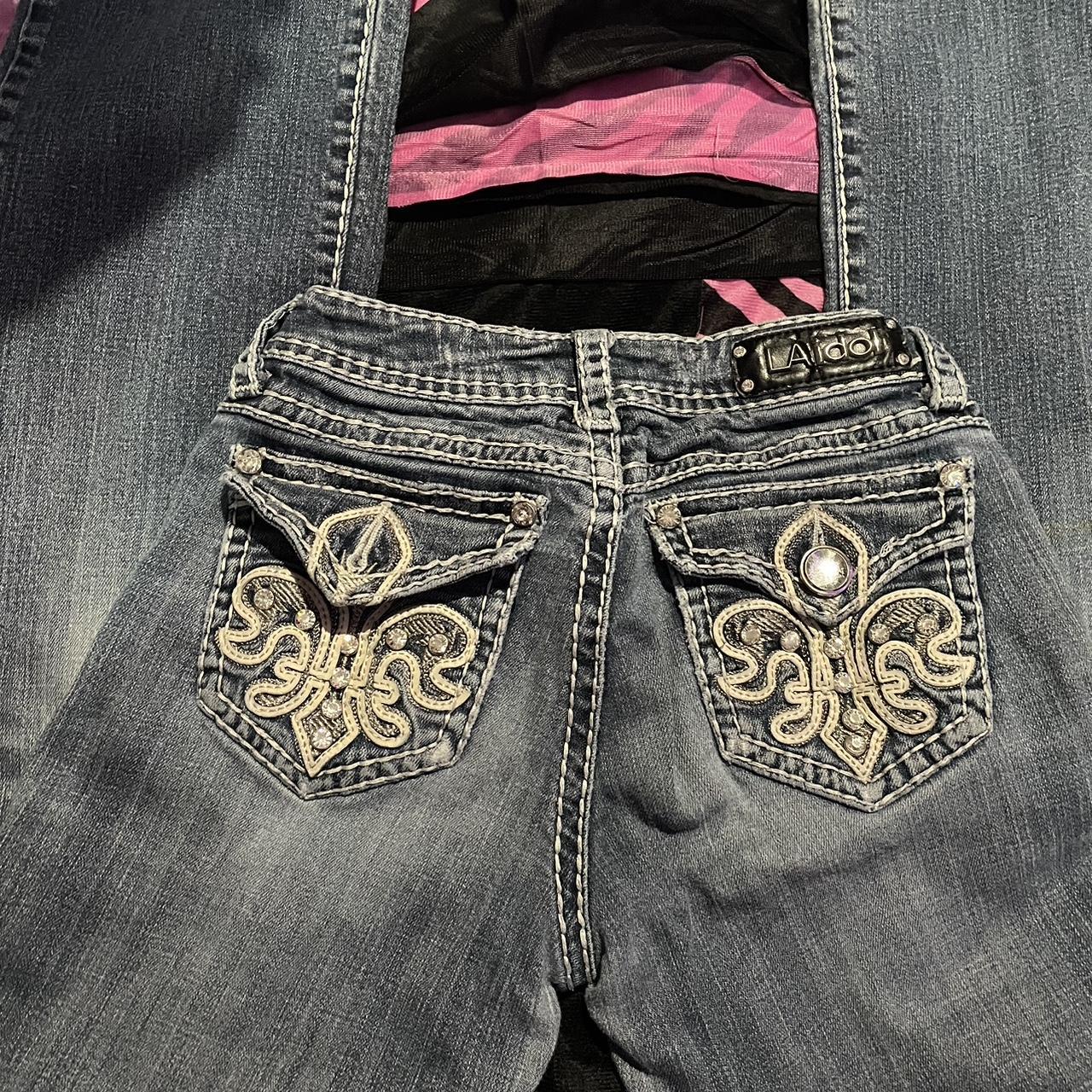 la idol straight jeans size 3 tiny stain on the... - Depop
