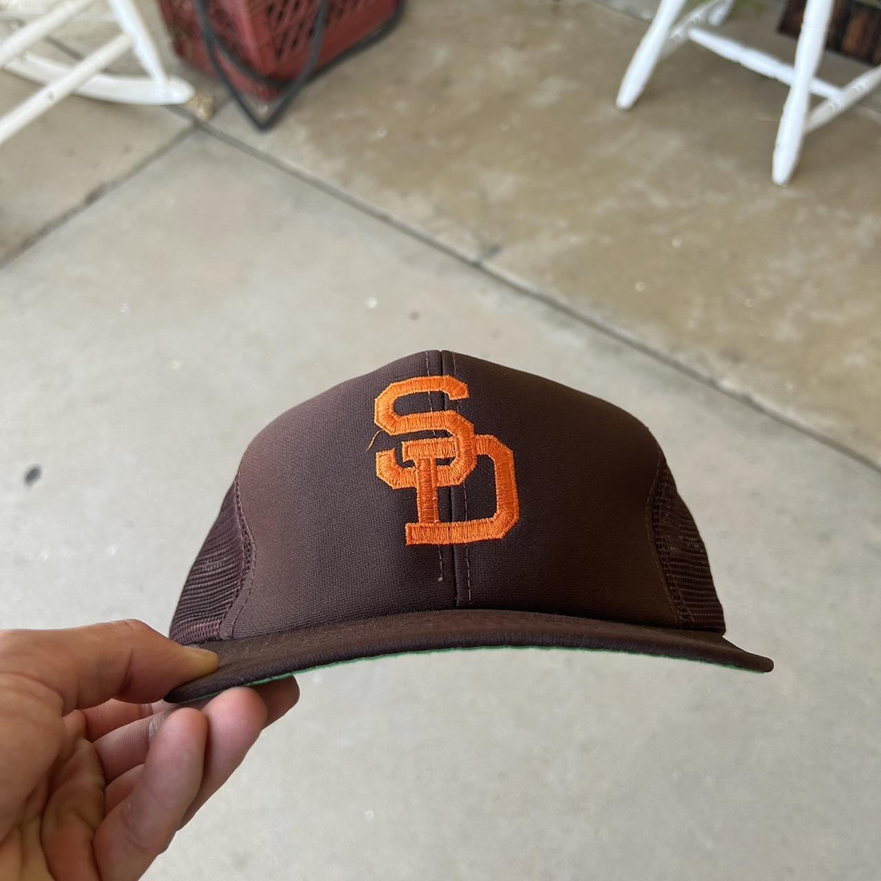 Vintage 1980s San Diego Padres Mesh Trucker Brown Hat Retro 