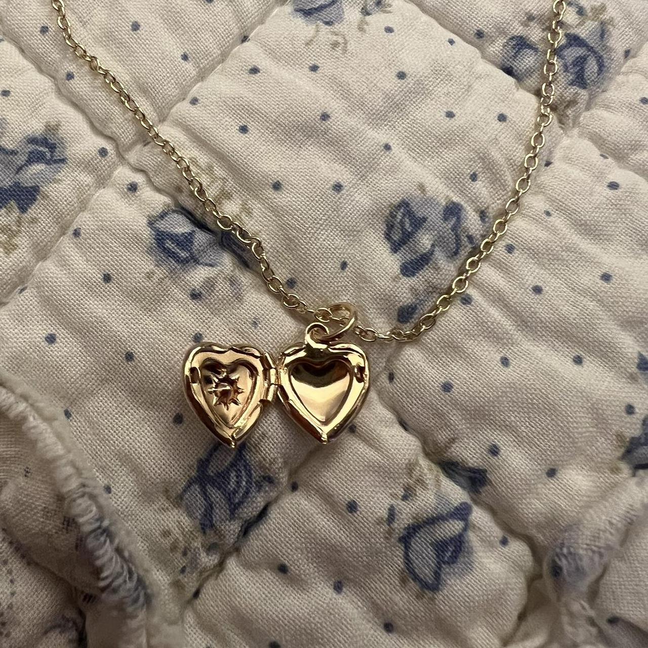 dainty gold locket and gemstone necklace🎀 chain is... Depop