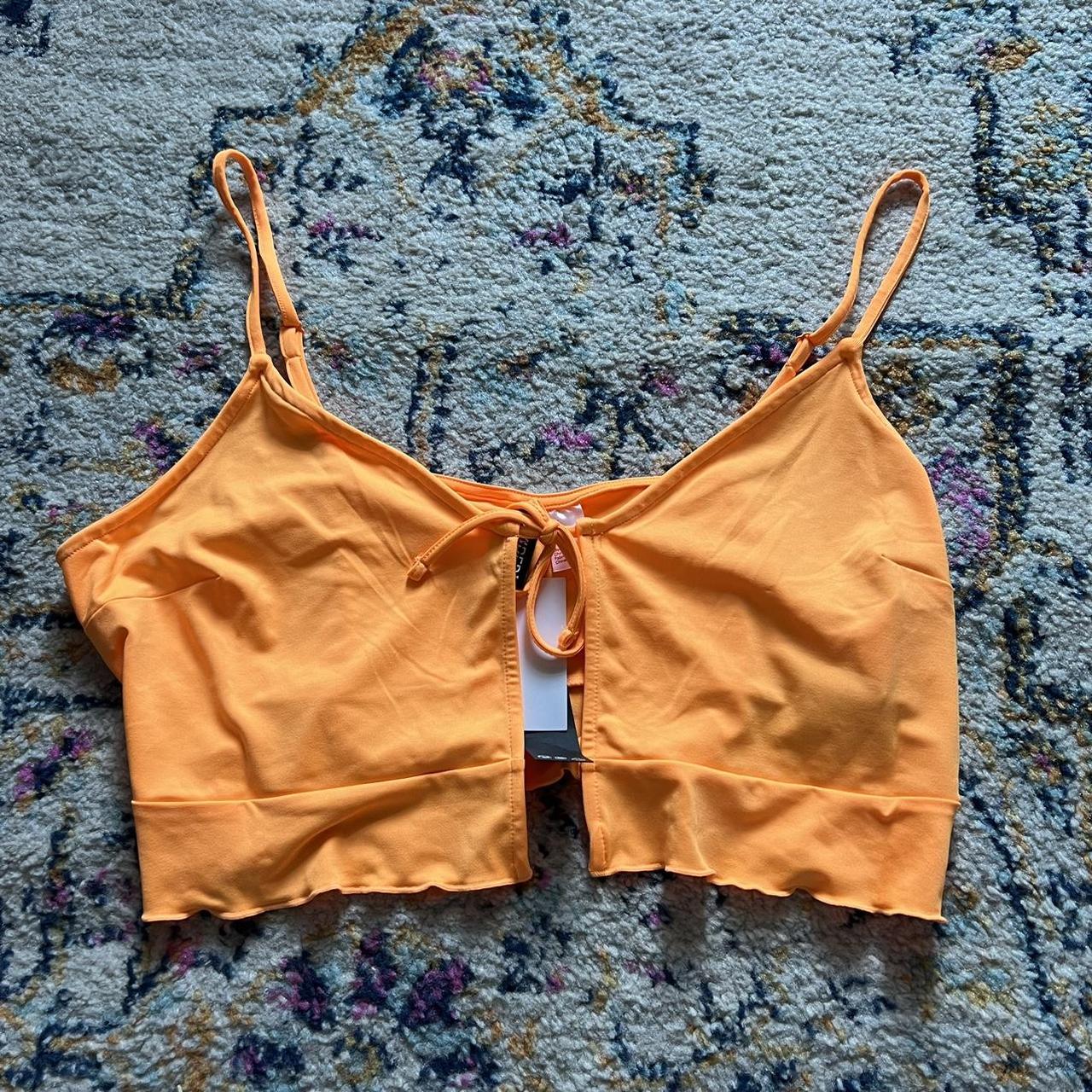 cutie little orange top size large and new with... - Depop