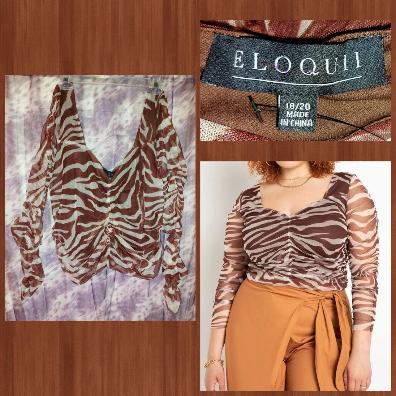 Eloquii Women's Brown and White Crop-top